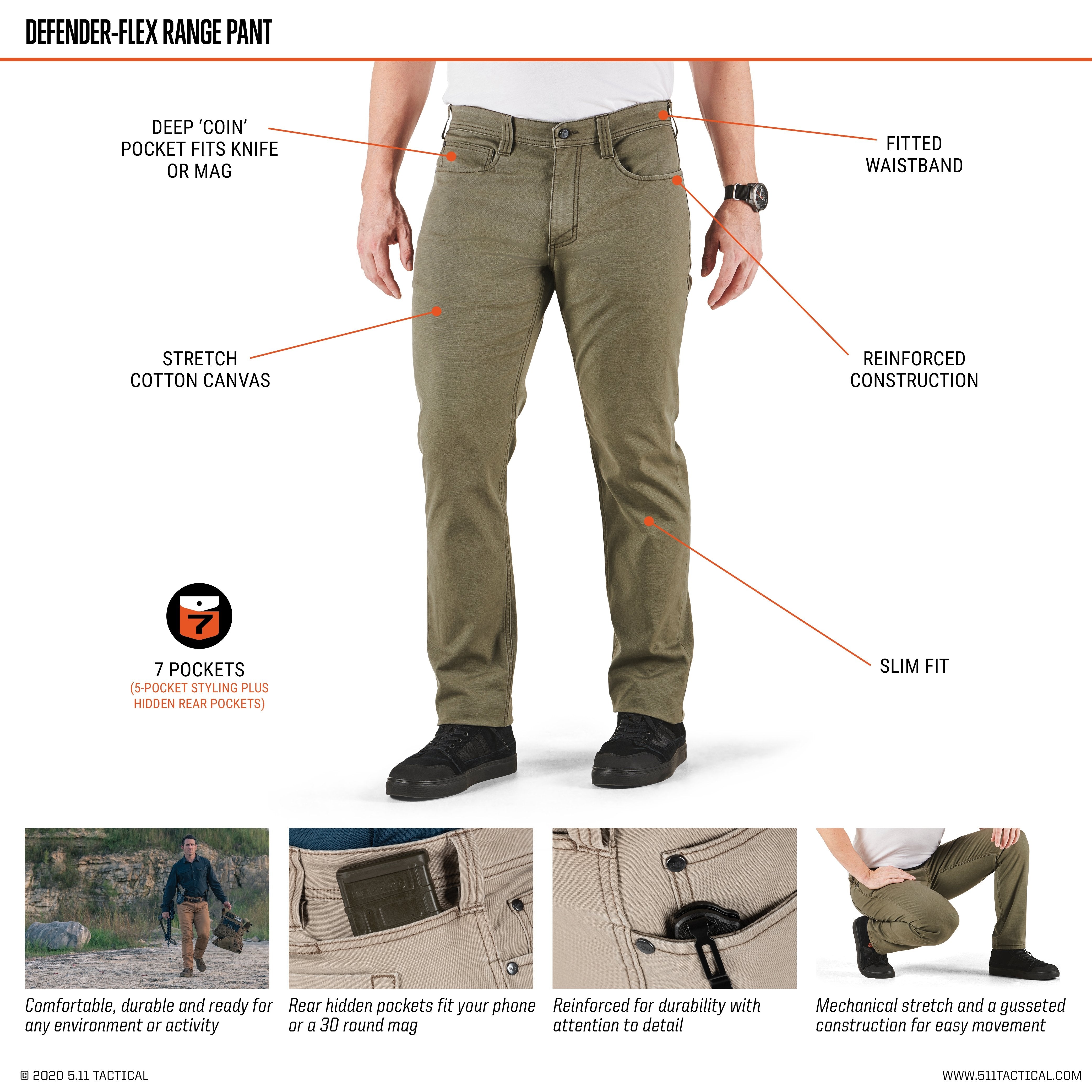 5.11 Tactical Defender Flex Range Pants Brown Duck Outdoor Tactical Australia