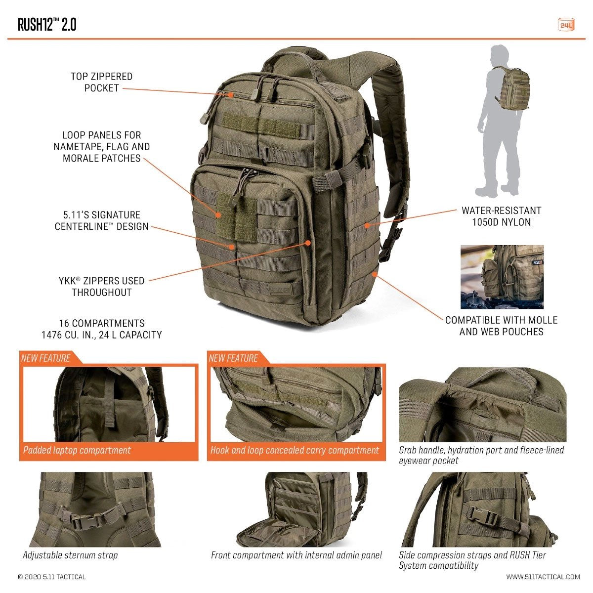 5.11 Tactical Rush 12 Backpack 2.0 24L | Tactical Gear Australia Tactical Gear