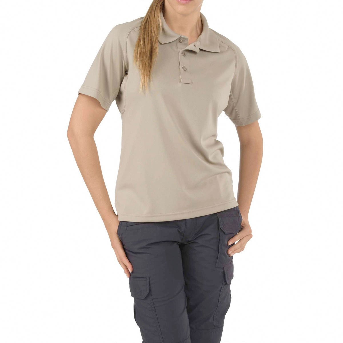 5.11 Tactical Womens Performance Short Sleeve Polo Silver Tan Medium Outdoor Tactical Australia