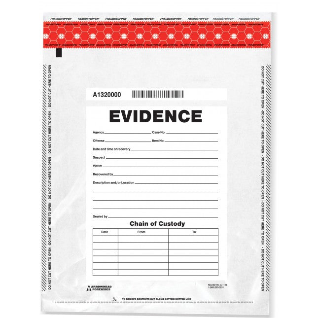 Arrowhead Forensics SureSeal Tamper Indicating Evidence Bags 12" x 16" 100 Outdoor Tactical Australia