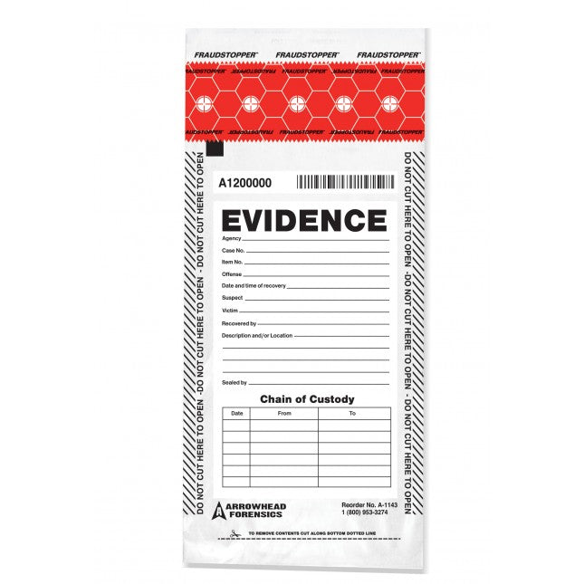 Arrowhead Forensics SureSeal Tamper Indicating Evidence Bags 4" x 9" 100 Outdoor Tactical Australia