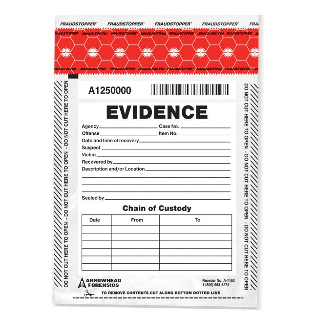 Arrowhead Forensics SureSeal Tamper Indicating Evidence Bags 9” x 12” 100 Outdoor Tactical Australia