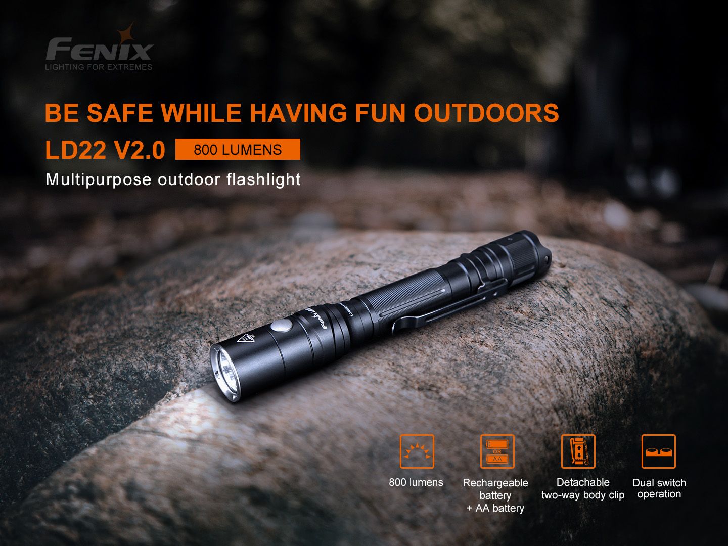 Fenix LD22 V2 Multi Use Flashlight Outdoor Tactical Australia
