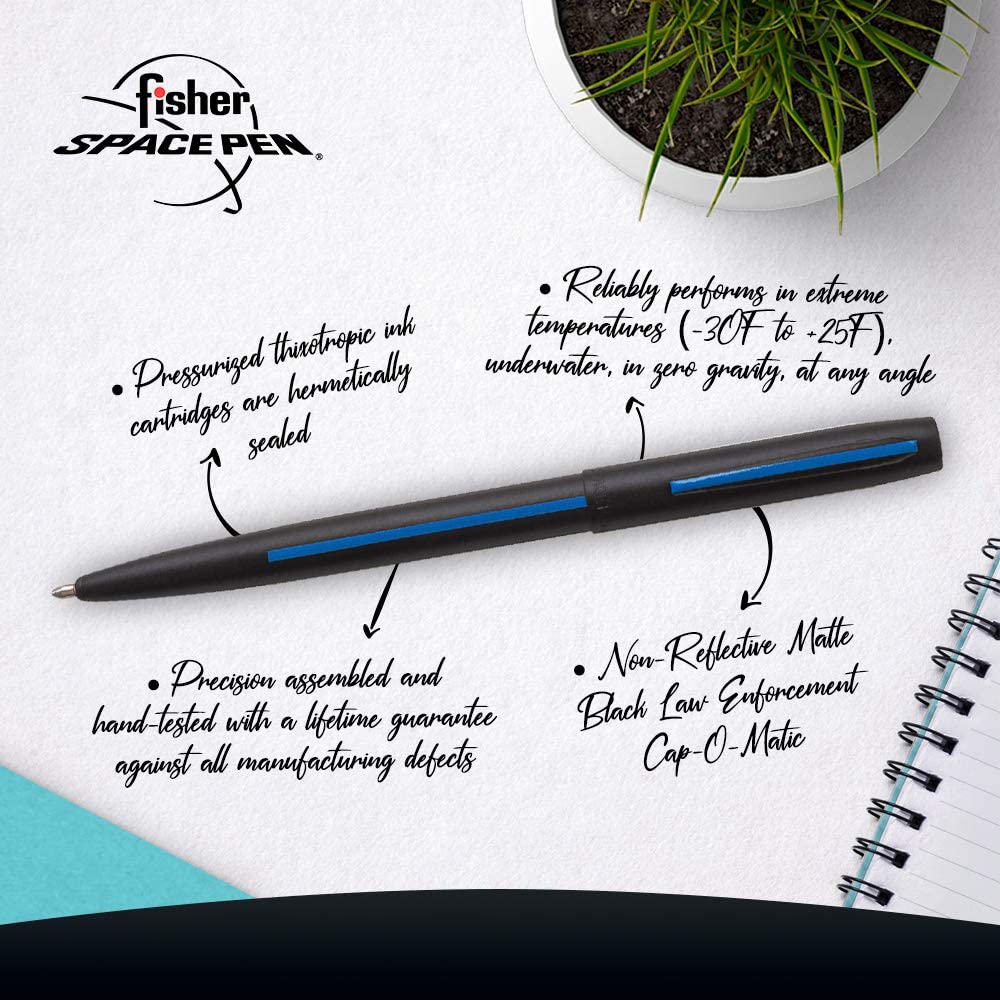 Fisher Space Pen M4BLEBL Non Reflective Matte Black Law Enforcement Cap-O-Matic Space Pen Outdoor Tactical Australia