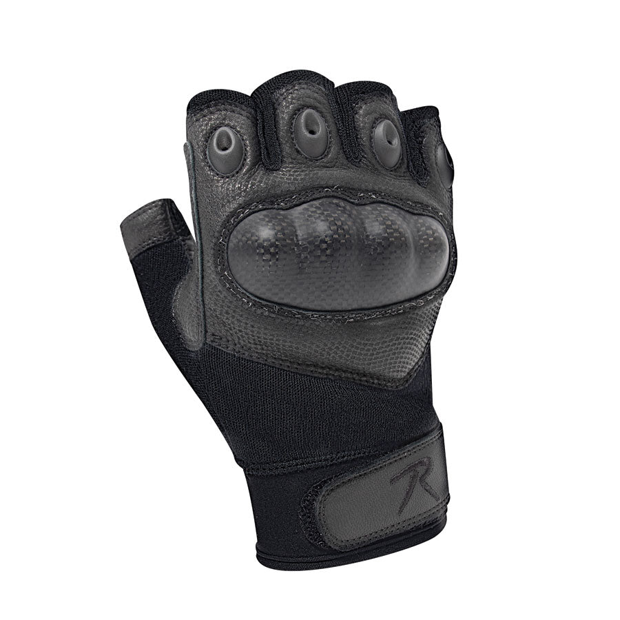 Milspec Fingerless Cut Resistant Carbon Hard Knuckle Gloves - Black Outdoor Tactical Australia
