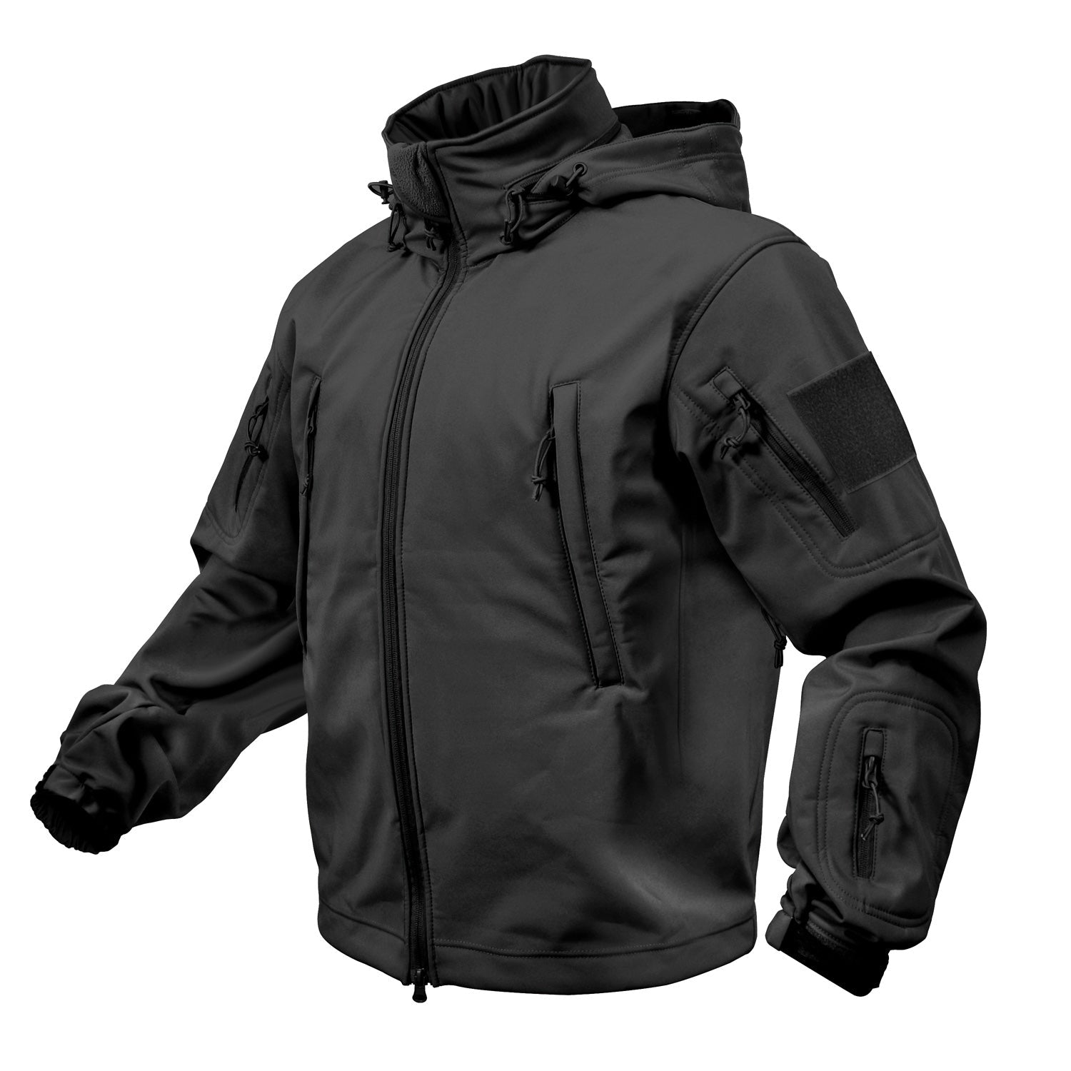 MilSpec Special Ops Tactical Softshell Jacket with Hood Black Extra Small Outdoor Tactical Australia