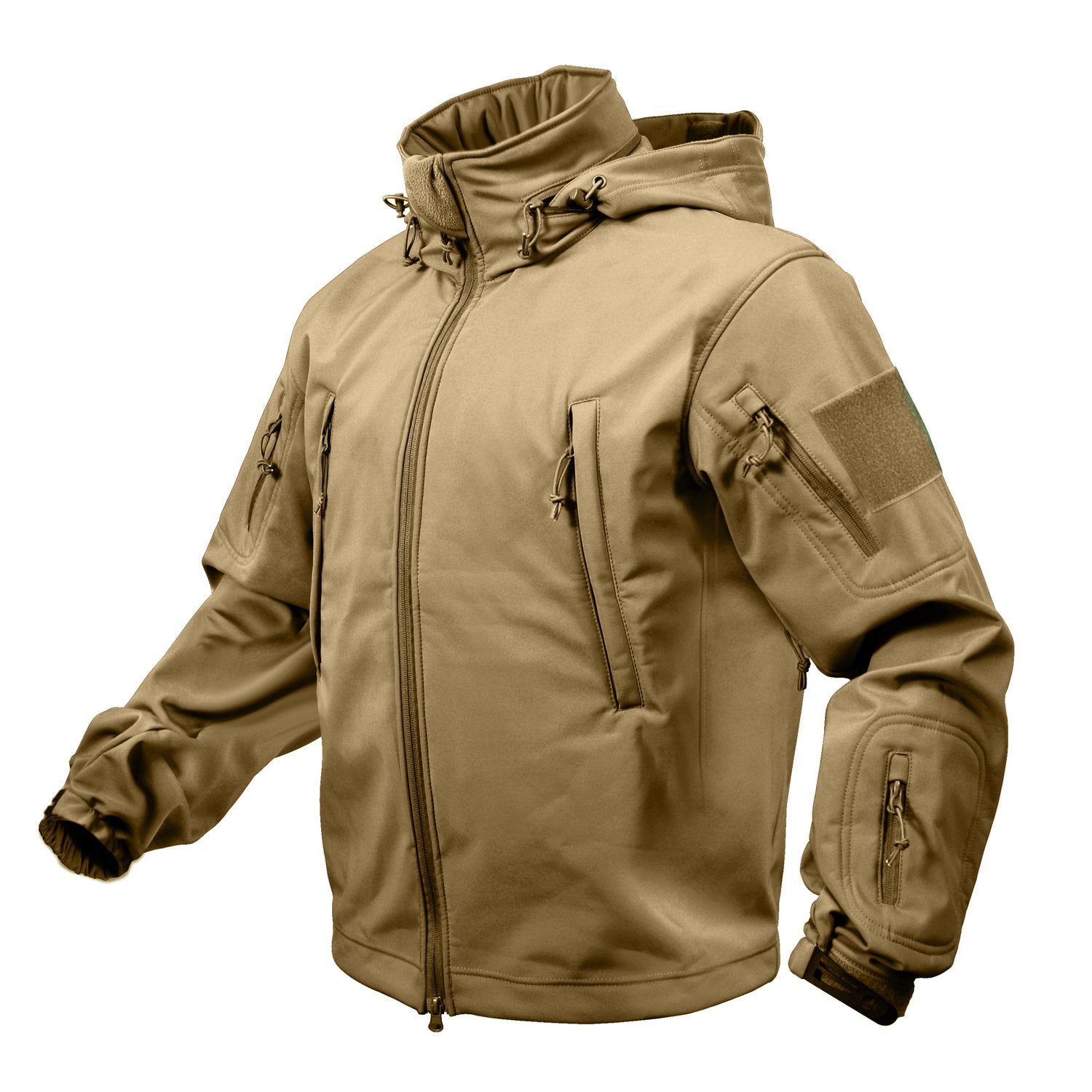 MilSpec Special Ops Tactical Softshell Jacket with Hood Coyote Brown Small Outdoor Tactical Australia