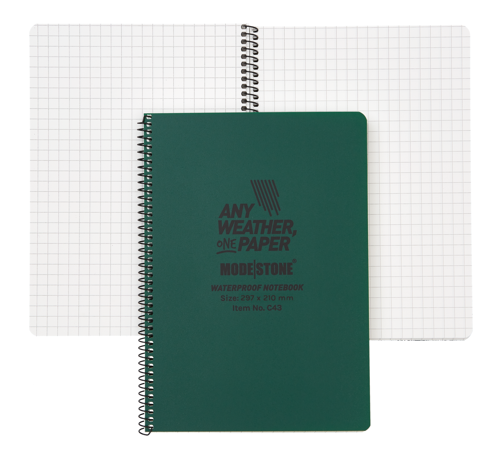 Modestone C43 Side Spiral Notepad A4 210x297mm 50 Sheets Green Outdoor Tactical Australia