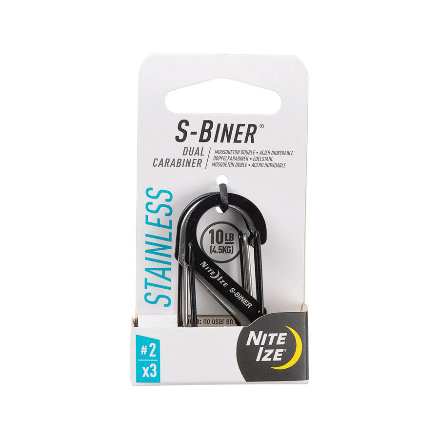 Nite Ize S-Biner Dual Carabiner Stainless Steel #2 3 Pack Black/Stainless Outdoor Tactical Australia