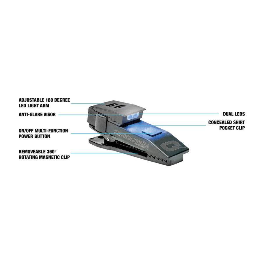 QuiqLite X1 USB Rechargeable Handsfree Dual LED Lighting - Blue/White Outdoor Tactical Australia