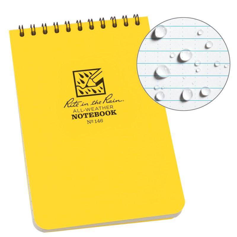 Rite in the Rain No146 Top Spiral 4x6 Notebook Universal Yellow Outdoor Tactical Australia