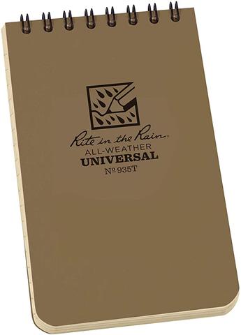 Rite in the Rain No935 Top Spiral 3x5 Notebook Universal Tan Outdoor Tactical Australia