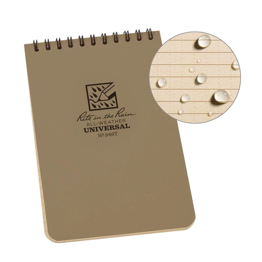 Rite in the Rain No946T Top Spiral 4x6 Notebook Universal Tan Outdoor Tactical Australia