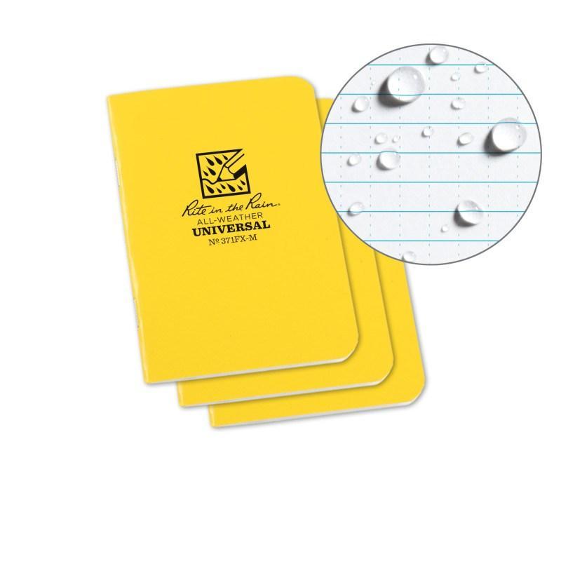 Rite in the Rain No.371FX-M Mini Stapled Notebook Universal Yellow Pack of 3 Outdoor Tactical Australia