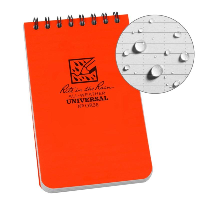 Rite in the Rain NoOR35 Top Spiral 3x5 Notebook Universal Orange Outdoor Tactical Australia