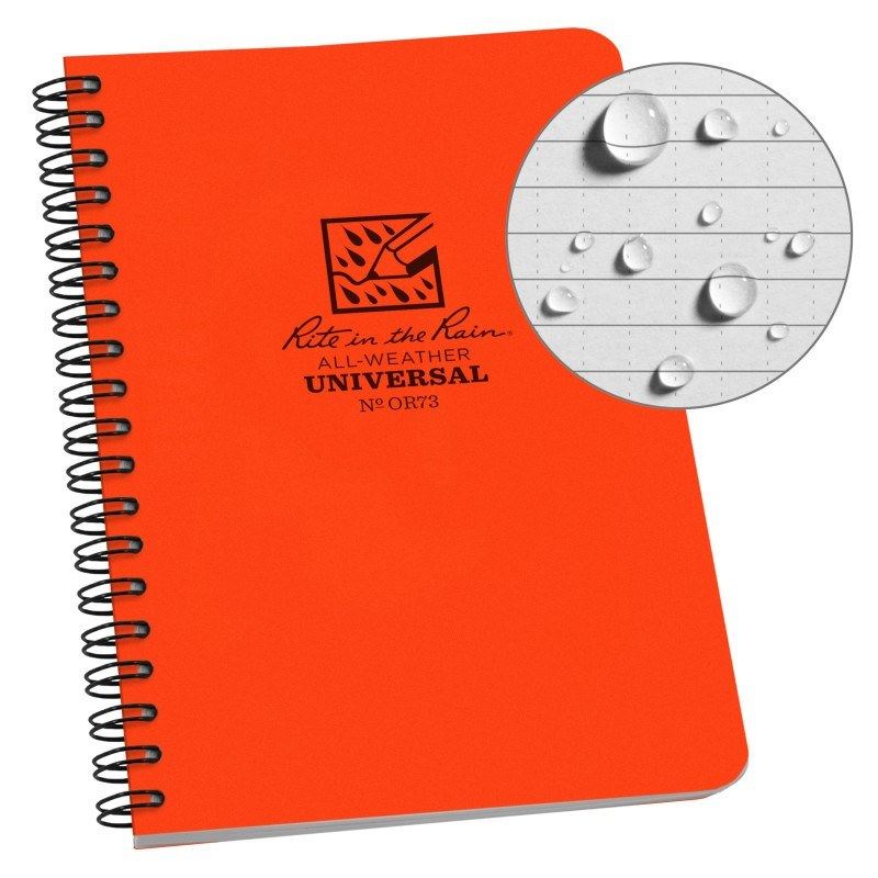 Rite in the Rain NoOR73 Side Spiral Notebook Universal Orange Outdoor Tactical Australia