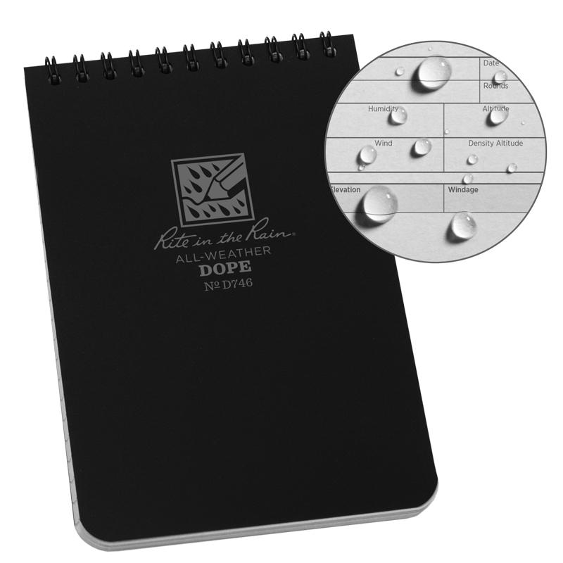 Rite in the Rain Top Spiral 4 x 6 Data On Previous Engagement Polydura Logbook Black Outdoor Tactical Australia