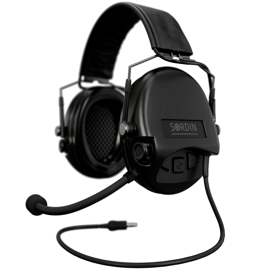 Sordin Supreme MIL CC Hearing Protection Version: Slim Headband | Headband: Black Leather | Cup Colour: Black Outdoor Tactical Australia
