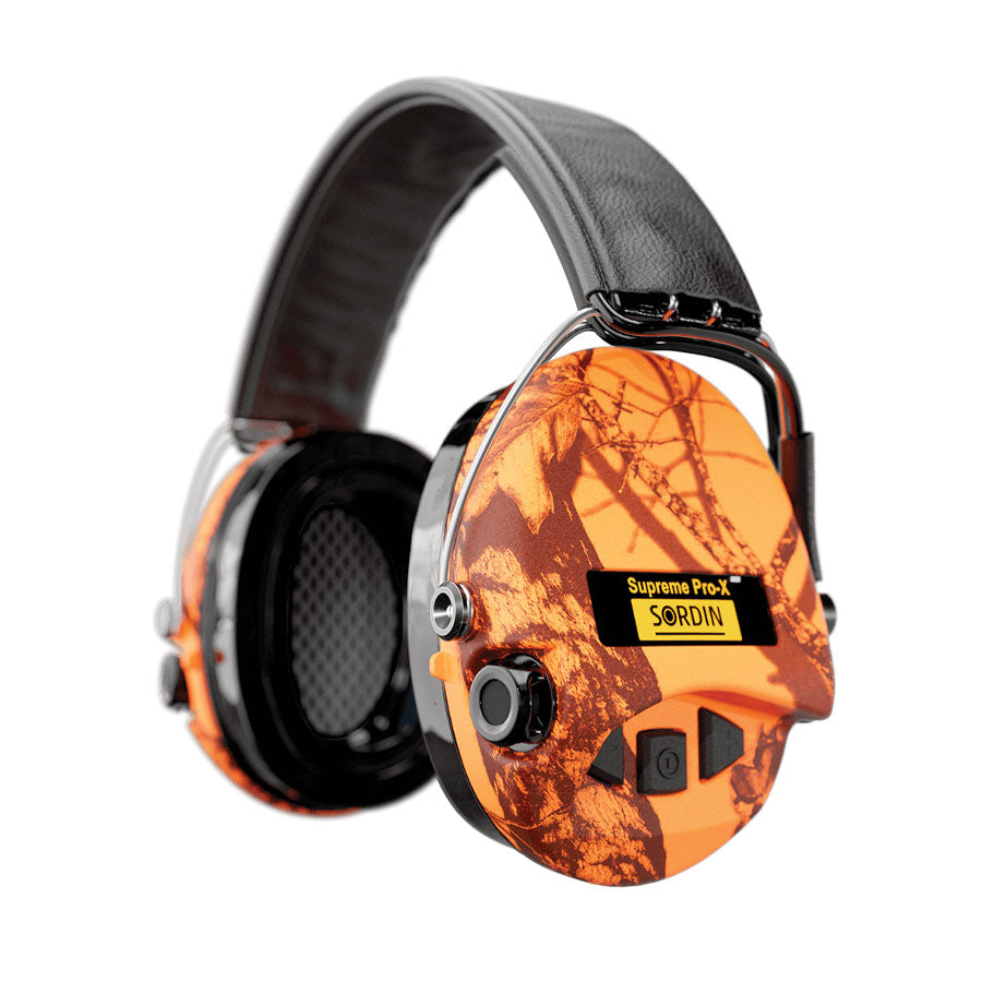 Sordin Supreme Pro-X LED Electronic Hearing Protection - Gel Cups 75302-X-09-S Blaze Cup colour - Black leather Headband Outdoor Tactical Australia