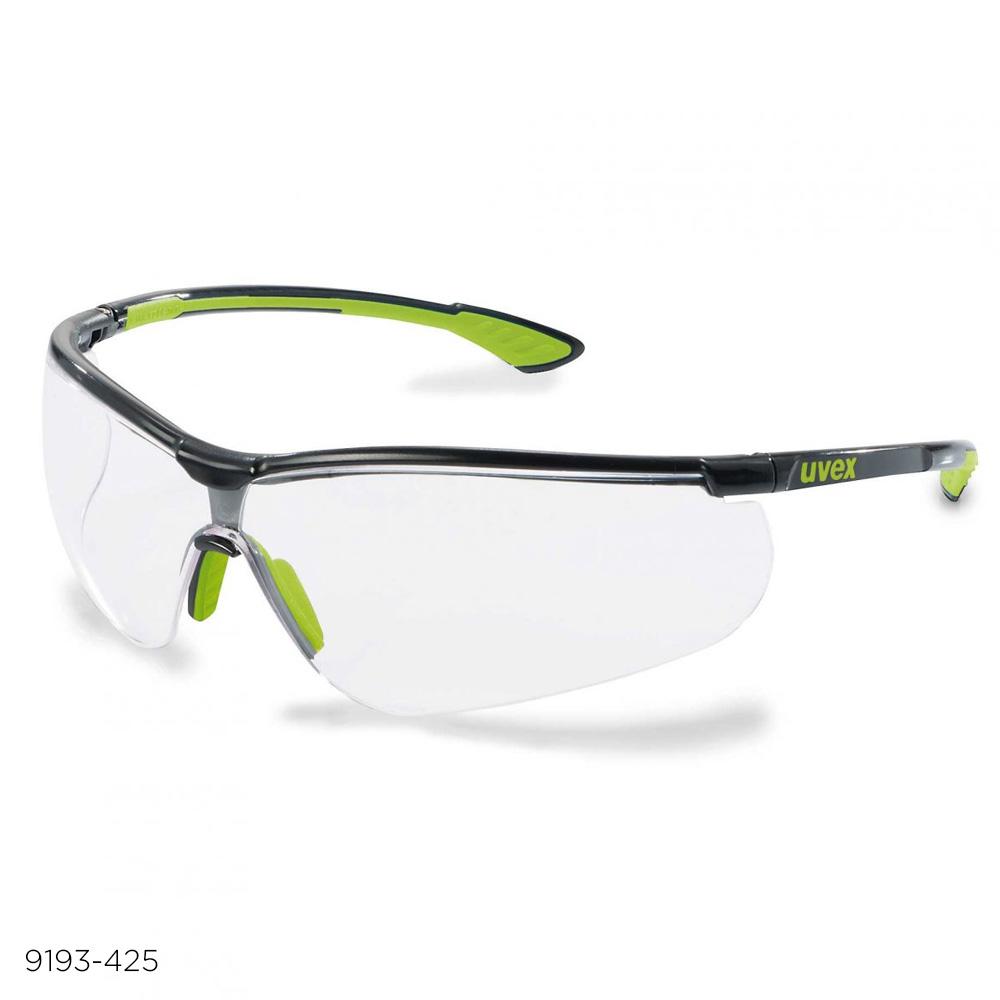 Uvex Sportstyle Safety Glasses 9193 Black and Green Frame with Clear Anti-Fog Lens Outdoor Tactical Australia
