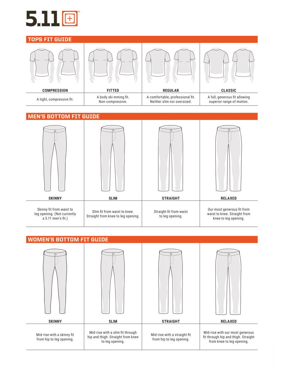 5.11 Tactical Size Guide