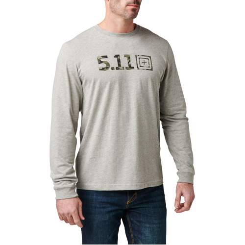 5.11 Tactical Camo Logo Fill L/S Tee [Colour: Heather Grey] [Size: Medium]