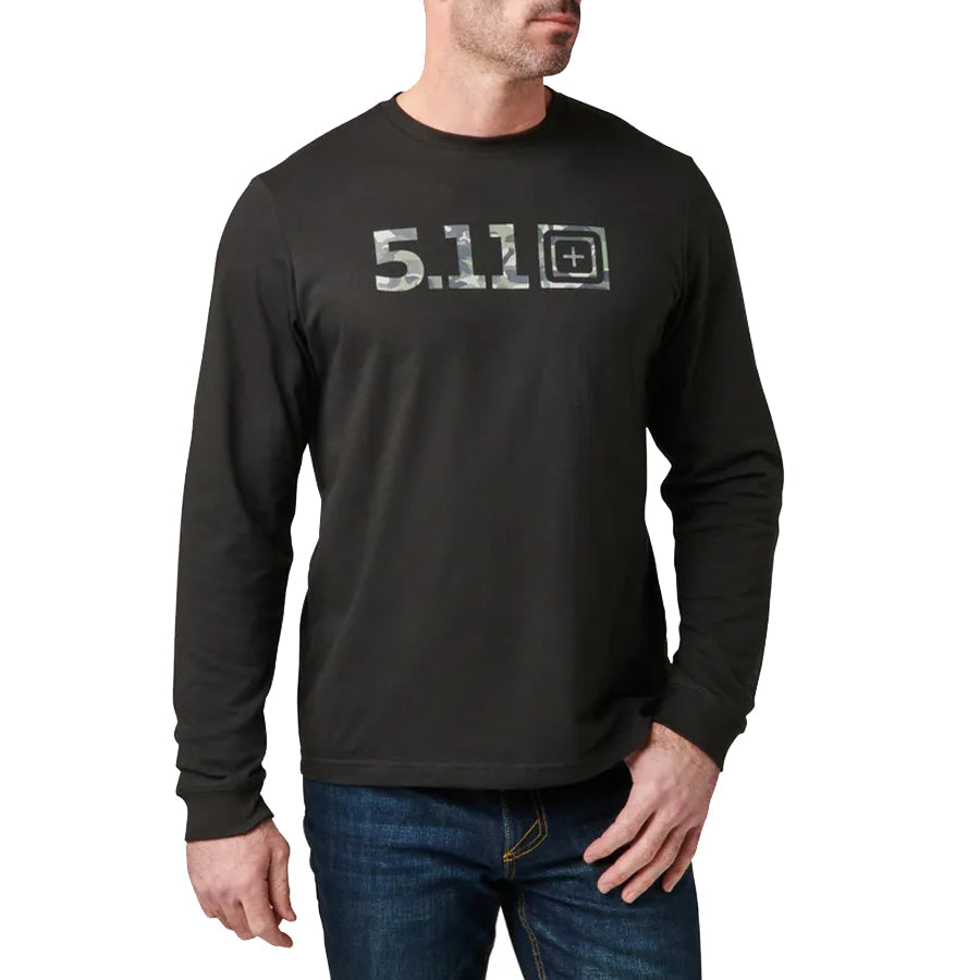 5.11 Tactical Camo Logo Fill Long Sleeve Tee Black Large Outdoor Tactical Australia