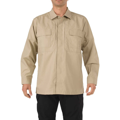 5.11 Tactical RipStop TDU Long Sleeve Shirt Long Sleeve Shirts 5.11 Tactical TDU Khaki Extra Small Tactical Gear Supplier Tactical Distributors Australia