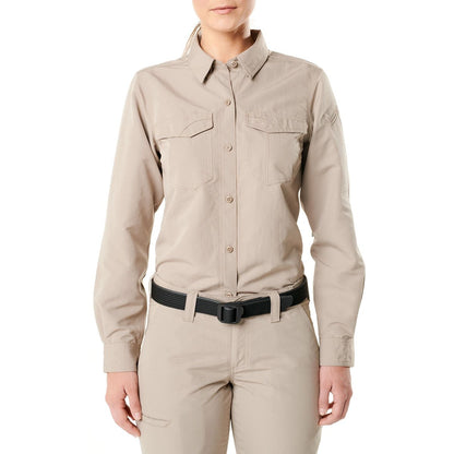 5.11 Tactical Women's Fast-Tac Long Sleeve Shirt Khaki X-Small Outdoor Tactical Australia