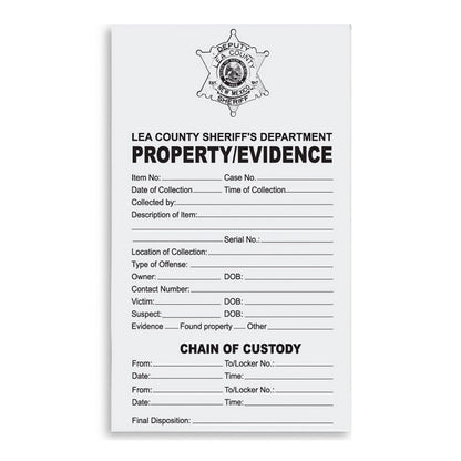 Arrowhead Forensics Evidence "Custom" Chain of Custody Label 4” x 6” - 100/pk Outdoor Tactical Australia