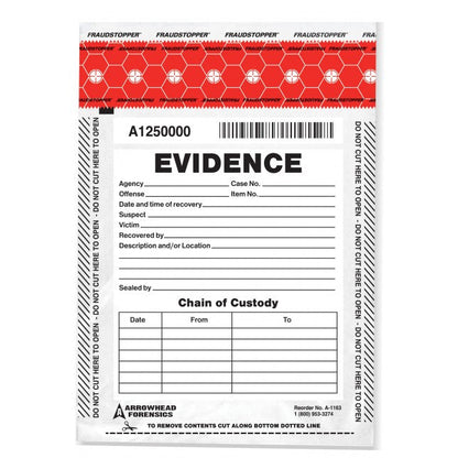 Arrowhead Forensics SureSeal Tamper Indicating Evidence Bags 9” x 12” 100 Outdoor Tactical Australia