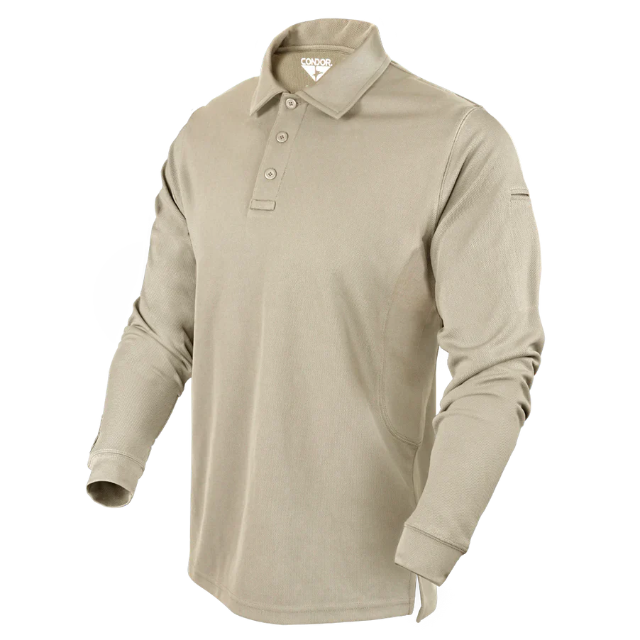 Condor Performance Long Sleeve Tactical Polo Silver Tan Small Outdoor Tactical Australia