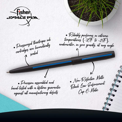 Fisher Space Pen M4BLEBL Non Reflective Matte Black Law Enforcement Cap-O-Matic Space Pen Outdoor Tactical Australia