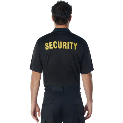 MilSpec Moisture Wicking Security Polo Shirt Black with Gold Lettering Outdoor Tactical Australia