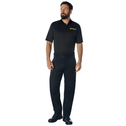 MilSpec Moisture Wicking Security Polo Shirt Black with Gold Lettering Outdoor Tactical Australia