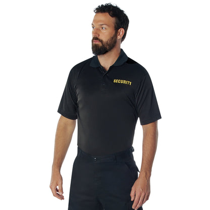 MilSpec Moisture Wicking Security Polo Shirt Black with Gold Lettering Outdoor Tactical Australia