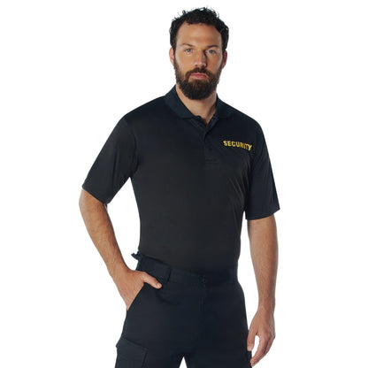 MilSpec Moisture Wicking Security Polo Shirt Black with Gold Lettering Small Outdoor Tactical Australia