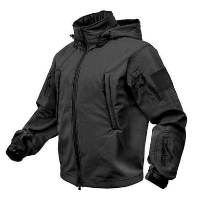 MilSpec Special Ops Tactical Softshell Jacket with Hood Black Extra Small Outdoor Tactical Australia