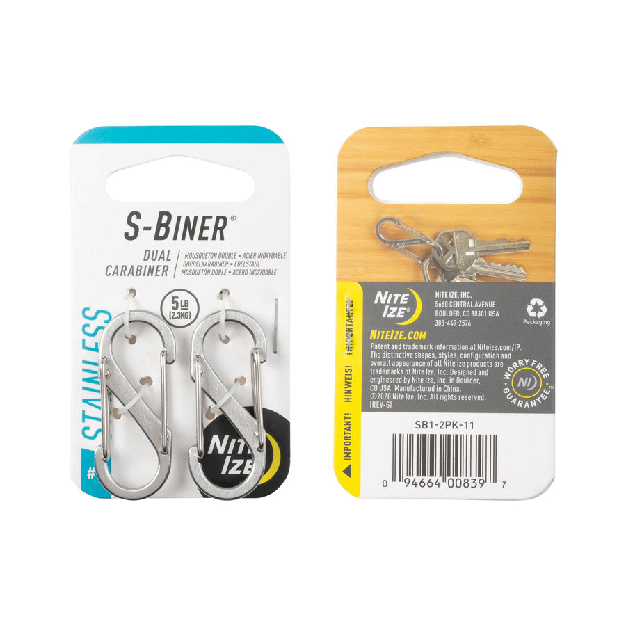Nite Ize S-Biner Dual Carabiner Stainless Steel #1 - 2 Pack Stainless Steel Outdoor Tactical Australia