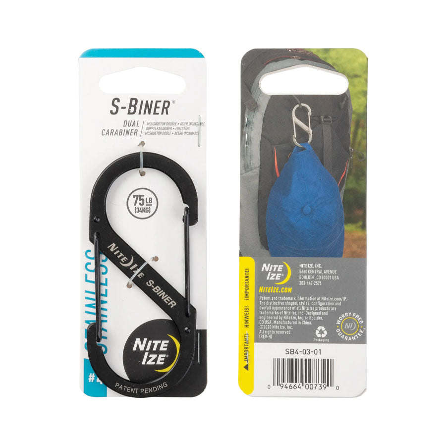 Nite Ize S-Biner Dual Carabiner Stainless Steel #4 Single Black Outdoor Tactical Australia