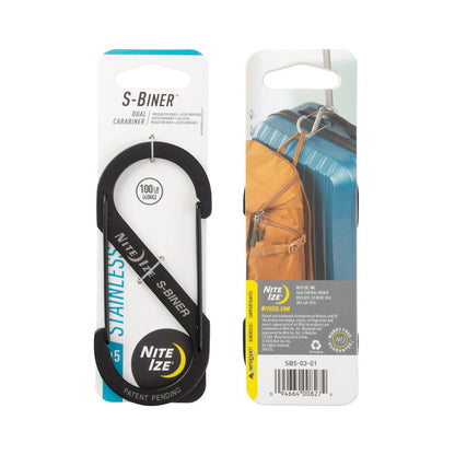 Nite Ize S-Biner Dual Carabiner Stainless Steel #5 Single Black Outdoor Tactical Australia