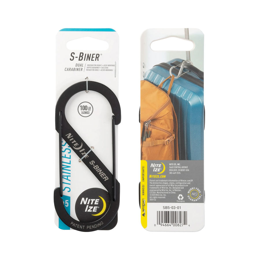Nite Ize S-Biner Dual Carabiner Stainless Steel #5 Single Black Outdoor Tactical Australia