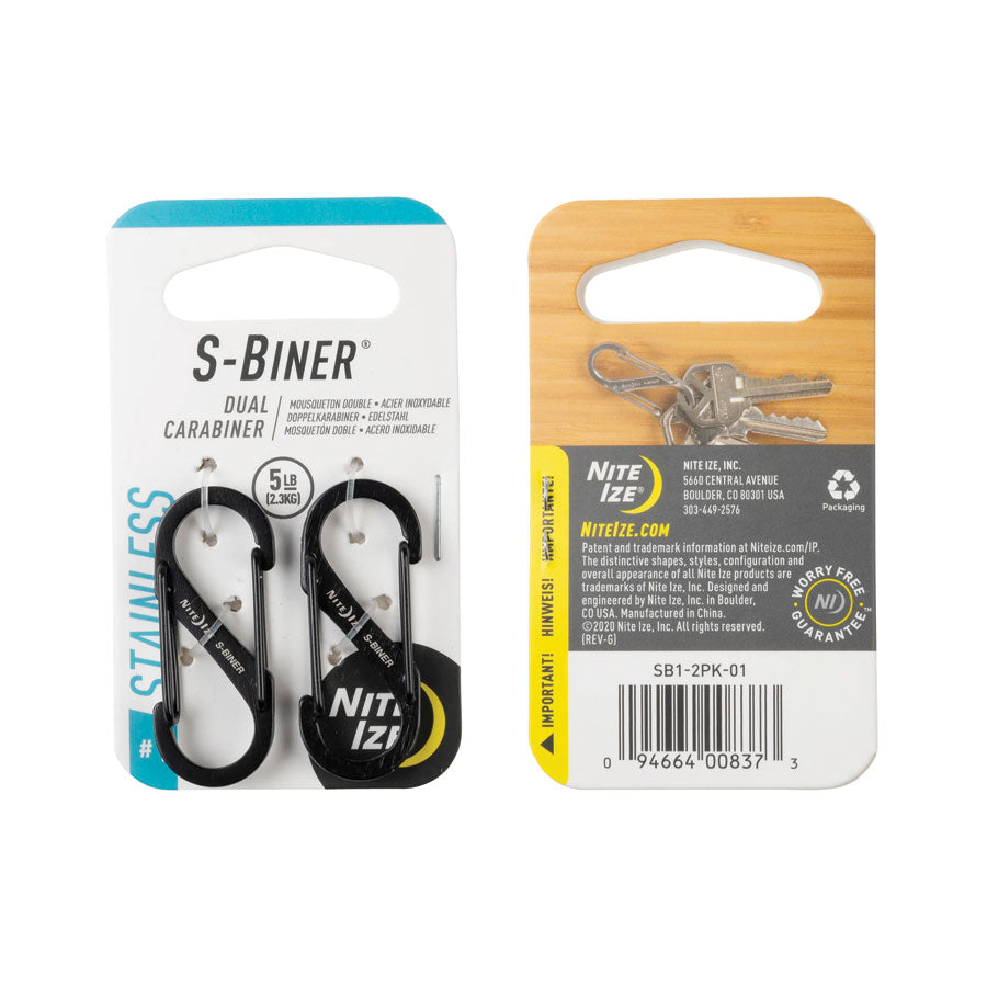 Nite Ize S-Biner Dual Carabiner Stainless Steel #1 - 2 Pack Black Outdoor Tactical Australia