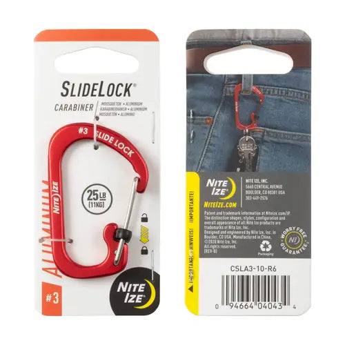 Nite Ize SlideLock Carabiner Aluminium #3 Red Outdoor Tactical Australia