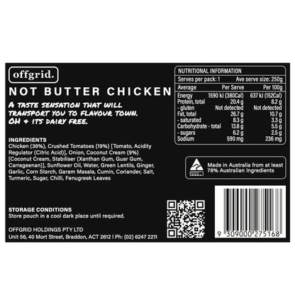 Offgrid Provisions Not Butter Chicken - Heat & Eat Meal Outdoor Tactical Australia
