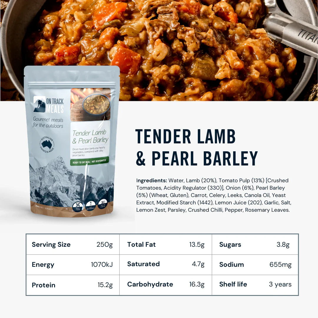 On Track Meals Tender Lamb & Pearl Barley Outdoor Tactical Australia
