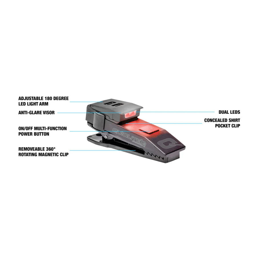 QuiqLite X1 USB Rechargeable Handsfree Dual LED Lighting - Red/White Outdoor Tactical Australia