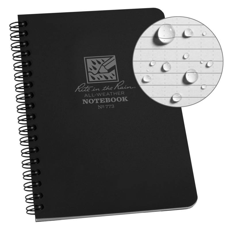 Rite in the Rain No773 Side Spiral Notebook Universal Black Outdoor Tactical Australia