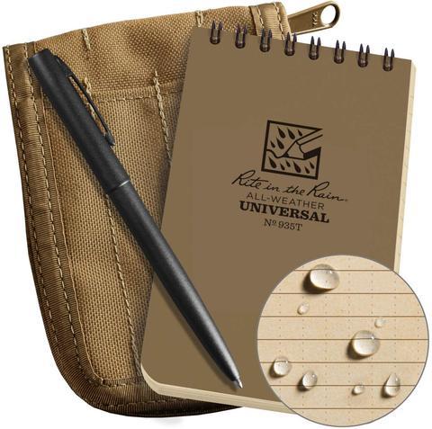 Rite in the Rain No935-KIT Top Spiral 3x5 Notebook Kit Tan Outdoor Tactical Australia