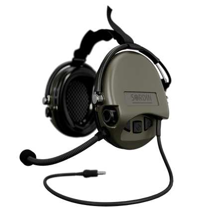 Sordin Supreme MIL CC Hearing Protection Version: Neck Band | Headband: Black Fabric/Cloth | Cup Colour: OD Green Outdoor Tactical Australia
